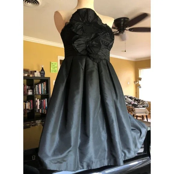 Black Vivienne Tam Silk Taffeta Statement Flower Strapless Cocktail Dress 6 - Picture 4 of 12